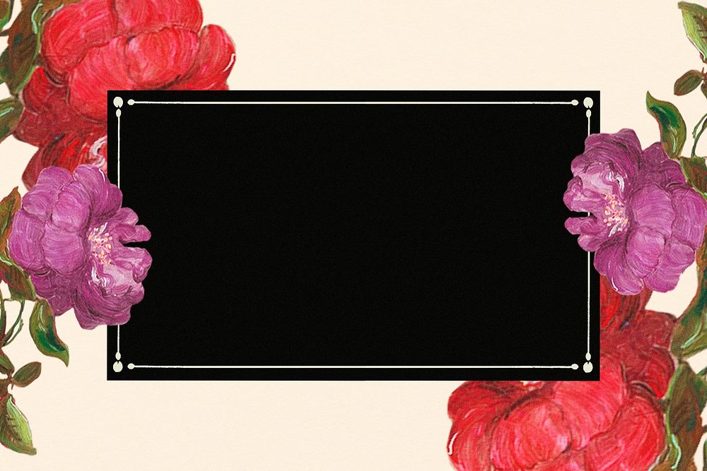 Floral frame background, botanical design psd, remixed from original artworks by Pierre Joseph Redout&eacute;