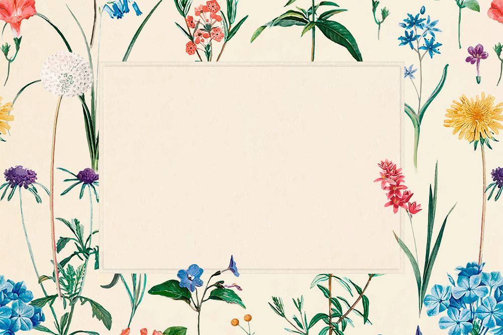 Botanical frame background, vintage design vector, remixed from original artworks by Pierre Joseph Redout&eacute;