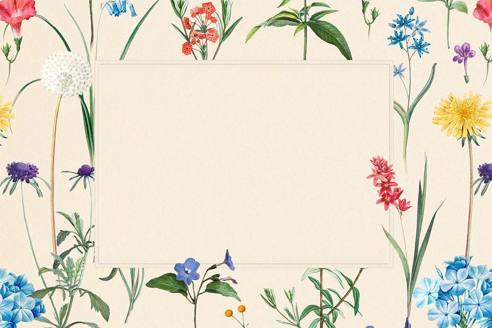 Botanical frame background, vintage design psd, remixed from original artworks by Pierre Joseph Redout&eacute;
