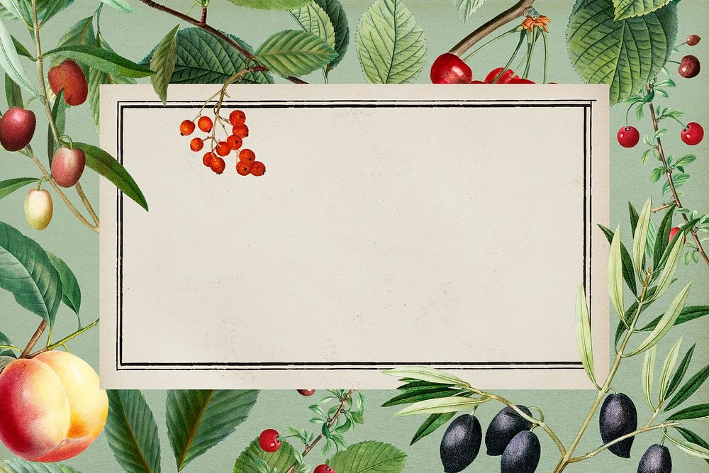 Vintage fruit frame background, botanical design psd, remixed from original artworks by Pierre Joseph Redout&eacute;