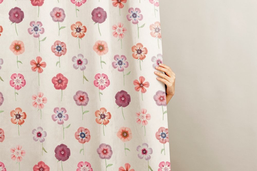 Floral curtain, cute feminine style, remix from the artworks of Pierre Joseph Redout&eacute;