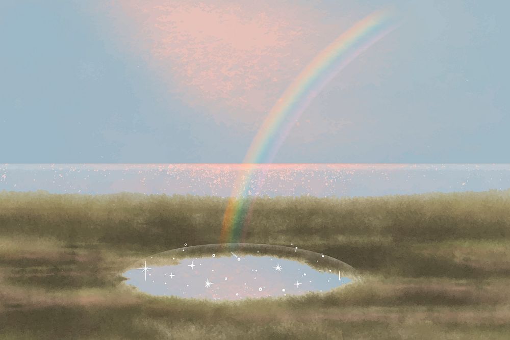 Rainbow illustration background, simple glitter design vector