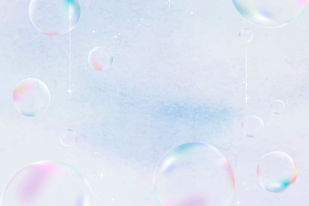 Cute soap bubble background, simple holographic illustration vector