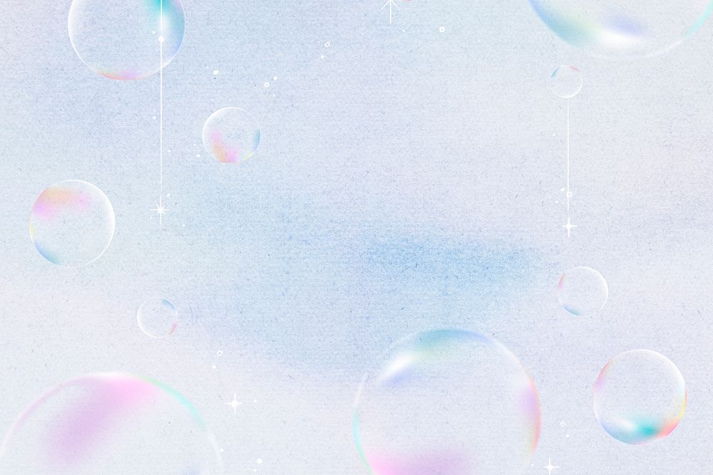 Soap bubble background, cute holographic illustration 