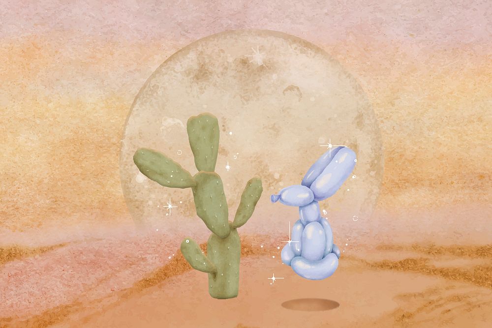 Cactus background, soap bubble illustration vector