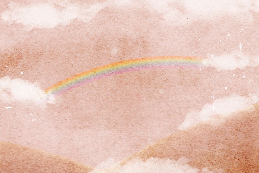 Pastel sky background, rainbow, cloud illustration vector