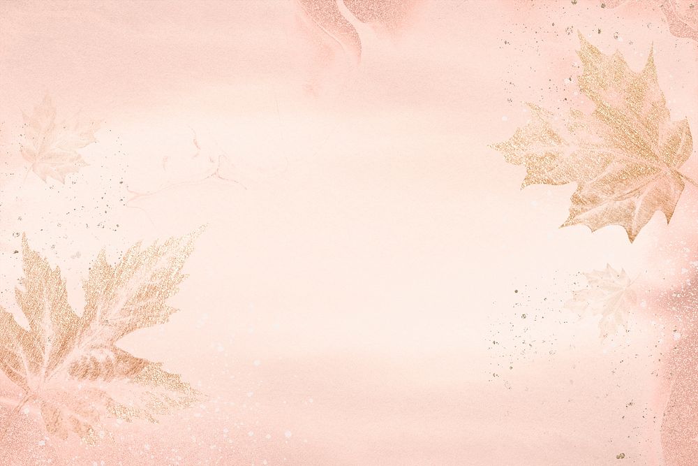 Leaf background, pink pastel botanical design psd
