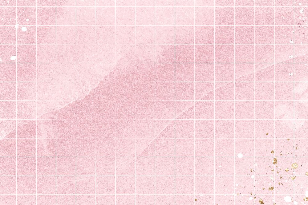 Pink watercolor background, simple grid design vector