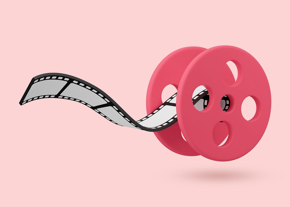 Film reels 3D sticker, pink | Premium PSD - rawpixel