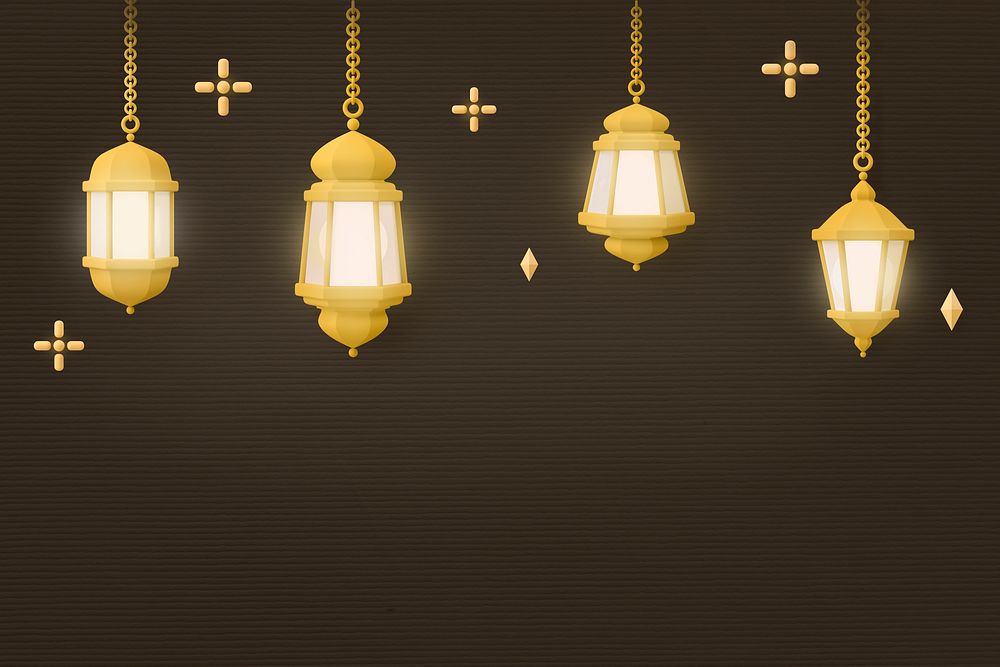 Brown 3D Ramadan background, lantern border design