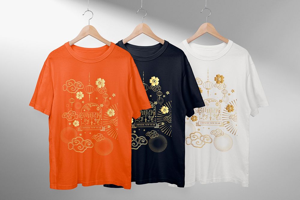 Unisex t-shirt mockup, Chinese New Year celebration print psd