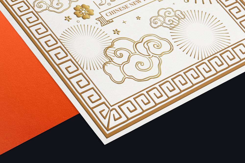 Chinese letterhead mockup, Lunar New Year design psd