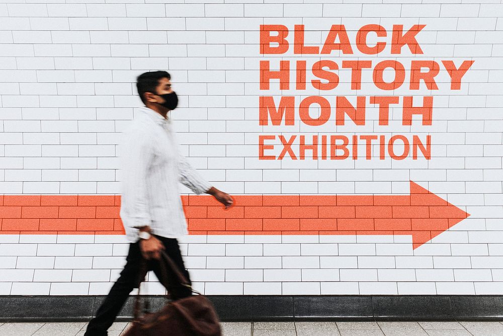 Wall mockup, black history month support campaign psd
