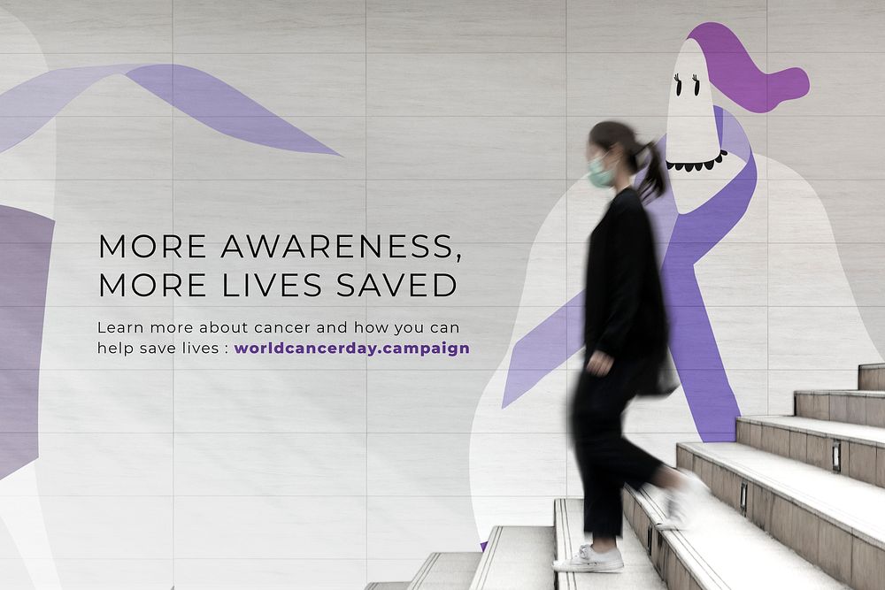 Wall mockup, World Cancer Day support campaign psd