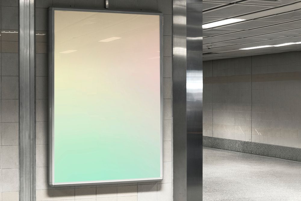 Gradient metro sign, business ad with blank space