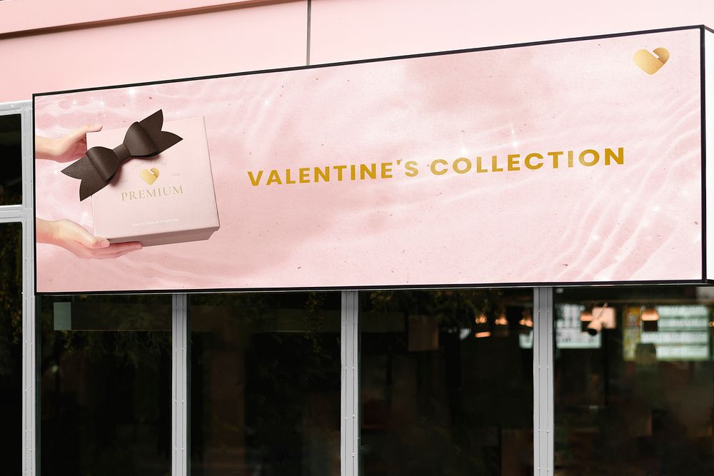 Valentine's shop sign mockup, corporate branding psd
