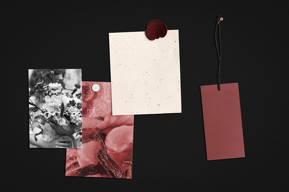 Valentine's aesthetic mood board, paper collage with blank space