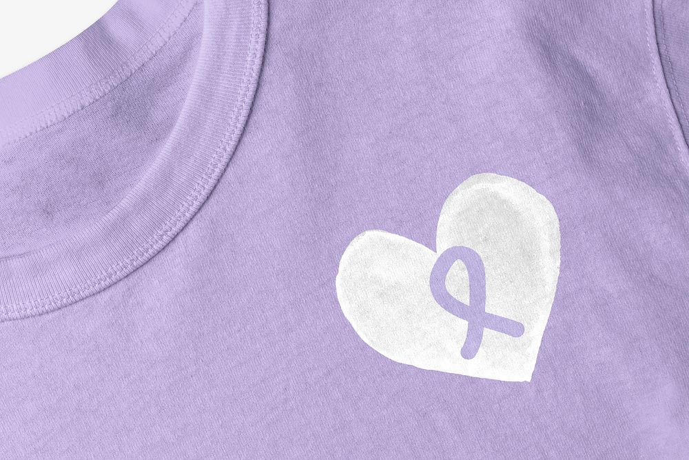 World cancer day t-shirt, purple ribbon logo