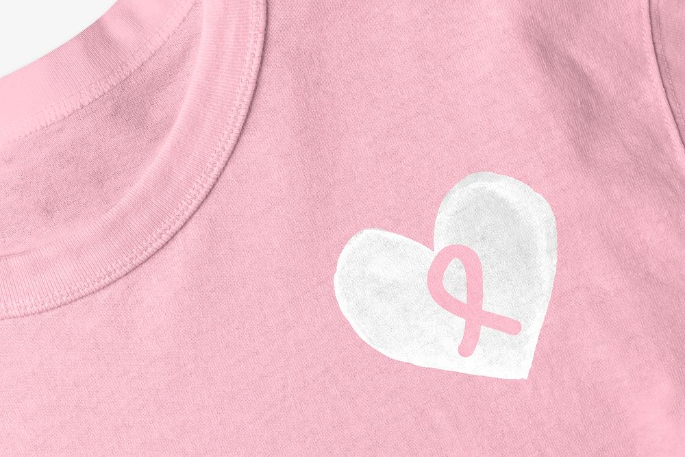 Breast cancer awareness t-shirt, pink ribbon logo