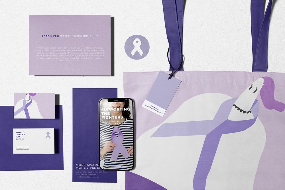World cancer day product mockup, business branding psd