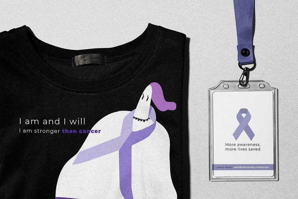 T-shirt mockup, World Cancer Day awareness campaign psd