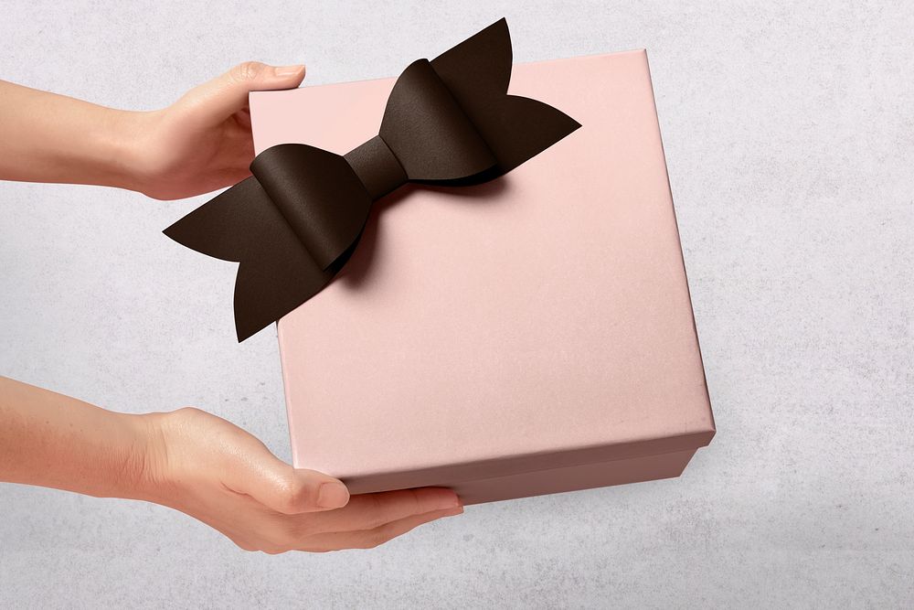 Pink gift box, Valentine's present in feminine design