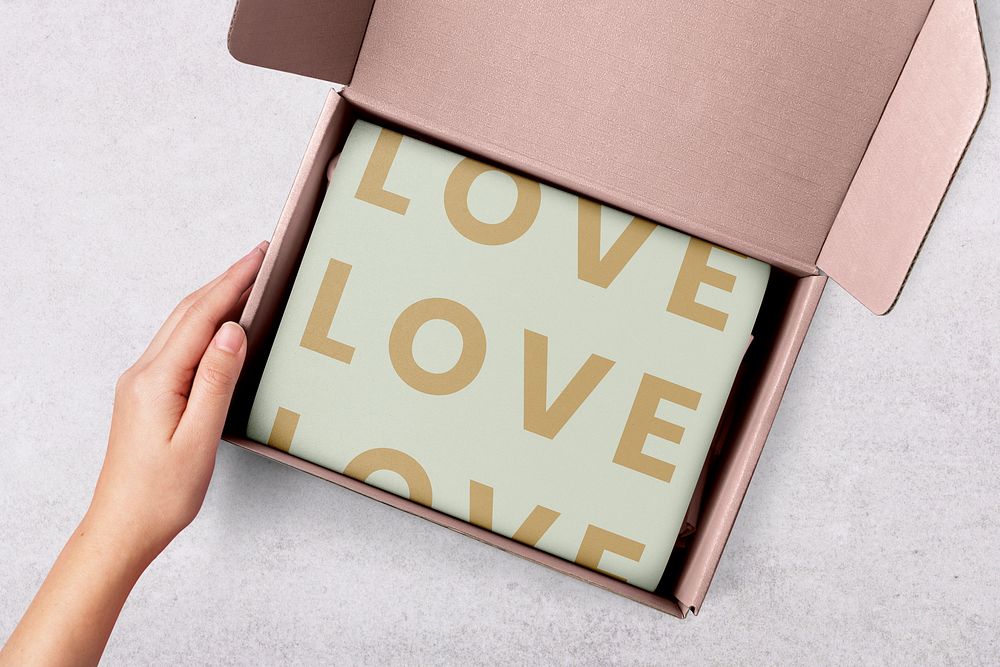 Valentine's box mockup, business packaging psd