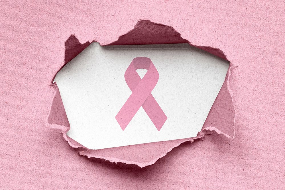 Breast cancer awareness background, paper hole mockup psd