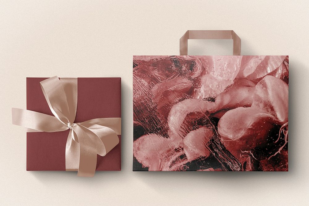 Floral gift box, Valentine's present in red design