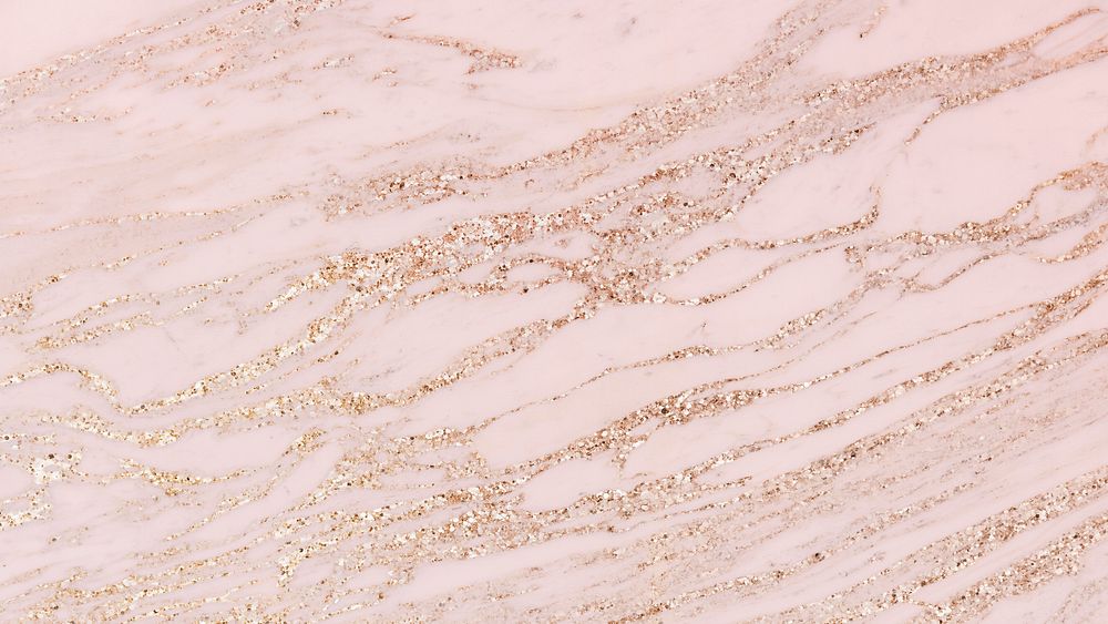 Aesthetic pink marble desktop wallpaper, gold glitter texture design