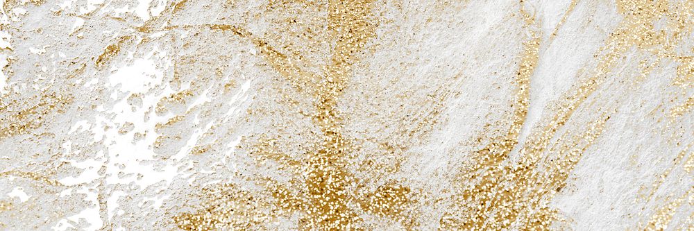 Aesthetic marble banner background, gold glitter design