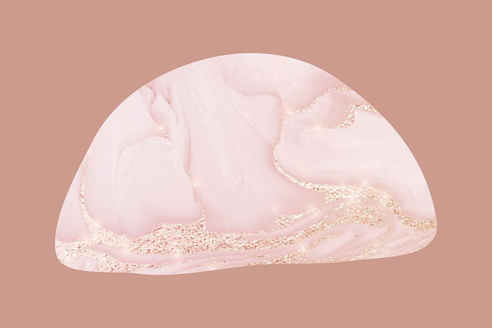 Aesthetic pink semicircle badge, marble texture design