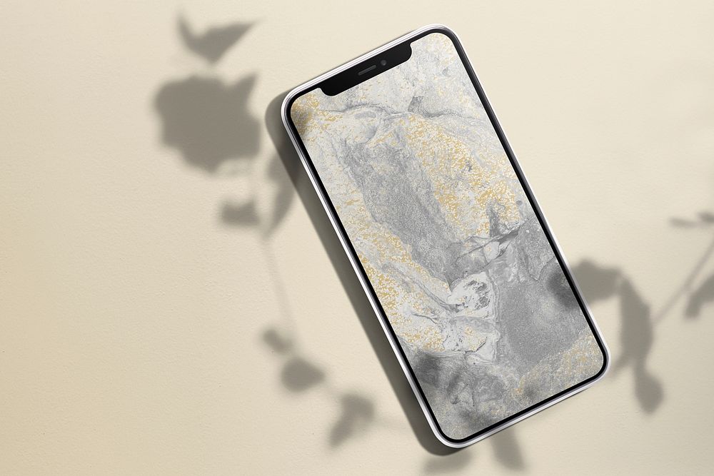 Mobile phone with marble wallpaper, natural light design