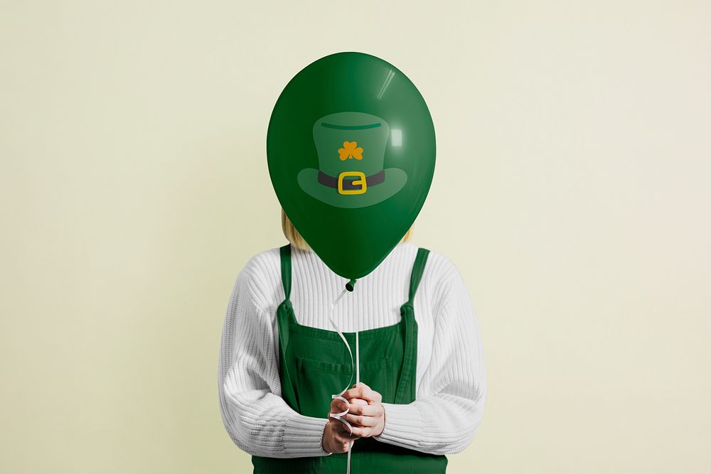 St. Patrick’s balloon mockup, holiday celebration design psd