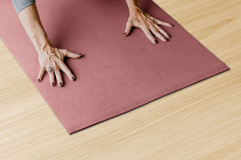 Pink yoga mat, health & wellness photo
