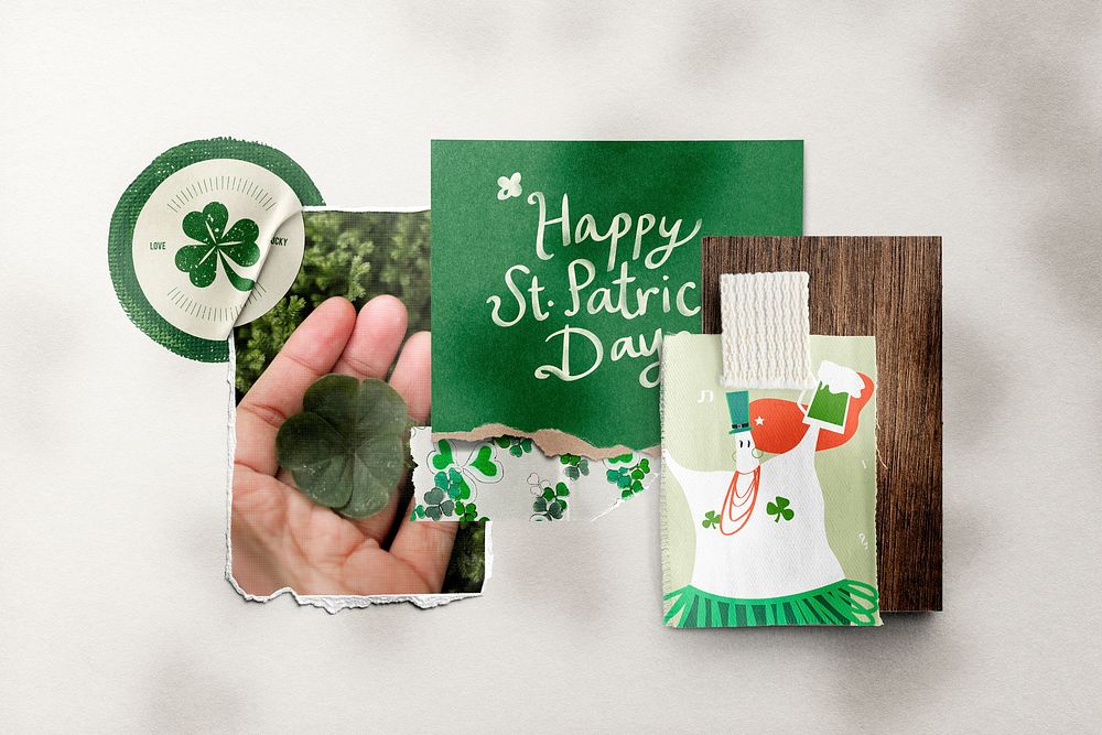 Mood board mockup, St. Patrick’s Day design psd