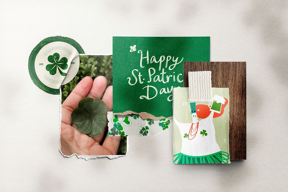 St. Patrick&rsquo;s Day moodboard with design space