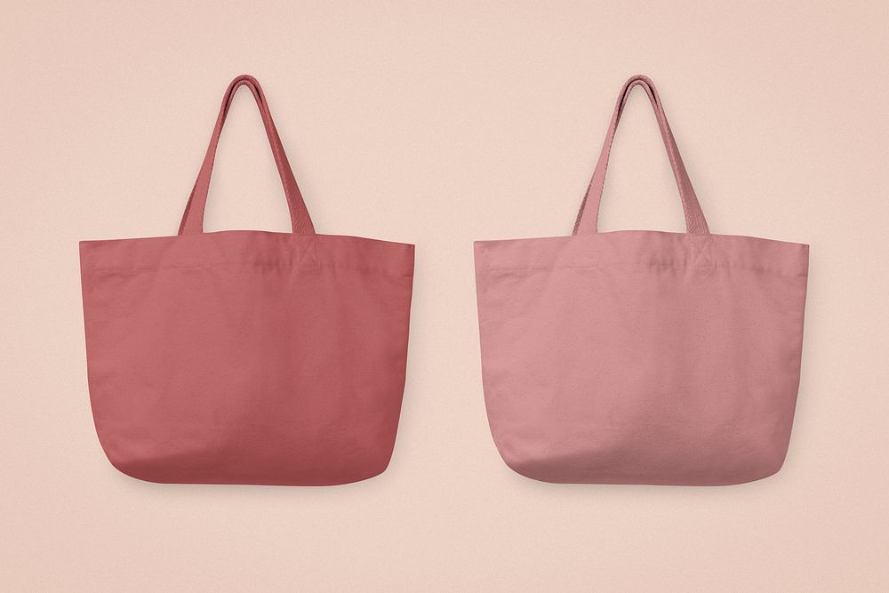 Eco friendly pink tote bags with design space, International Women's Day celebration concept