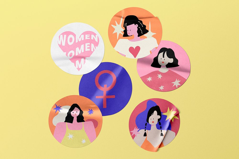 International Women's Day round crumpled paper design