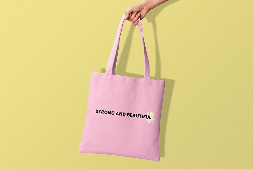 Fashionable tote bag mockup, International Women's Day celebration concept psd