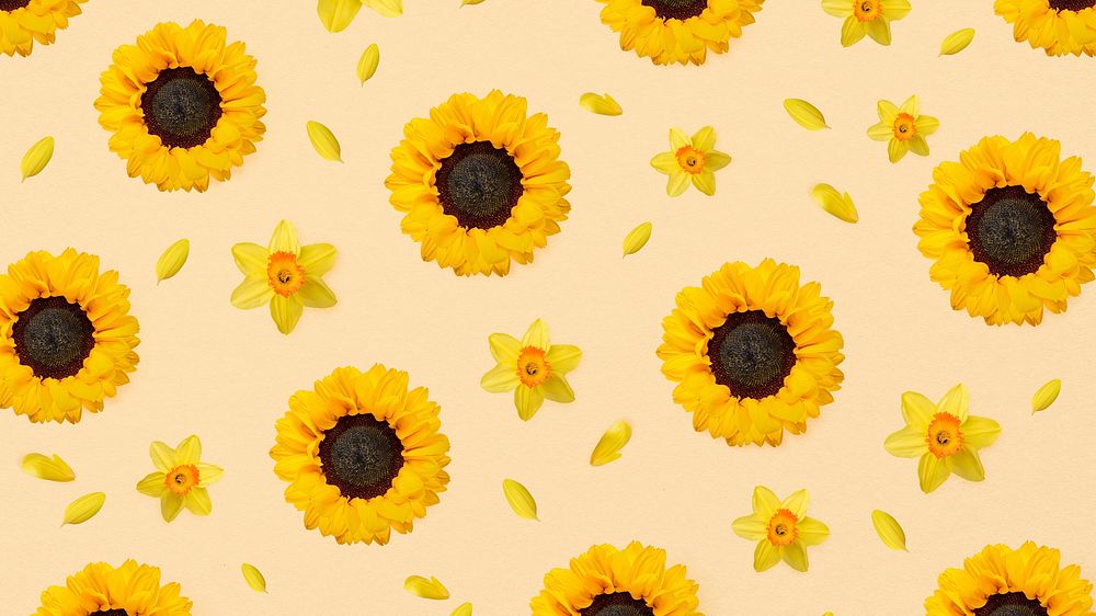 Aesthetic sunflowers computer wallpaper, floral design