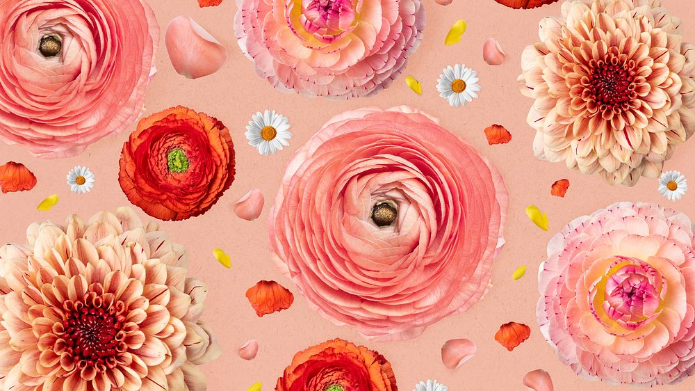 Cute floral desktop wallpaper, flower design