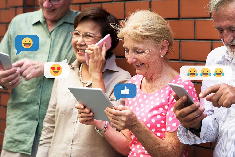 Diverse elderly using digital devices