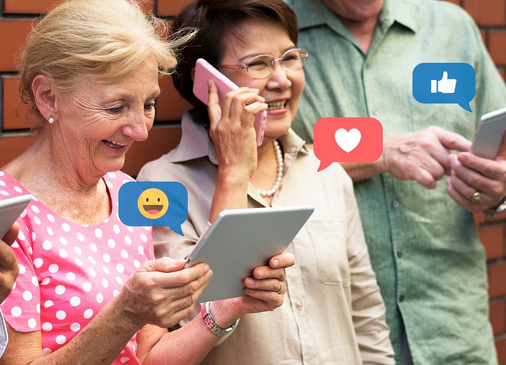 Diverse elderly using digital devices