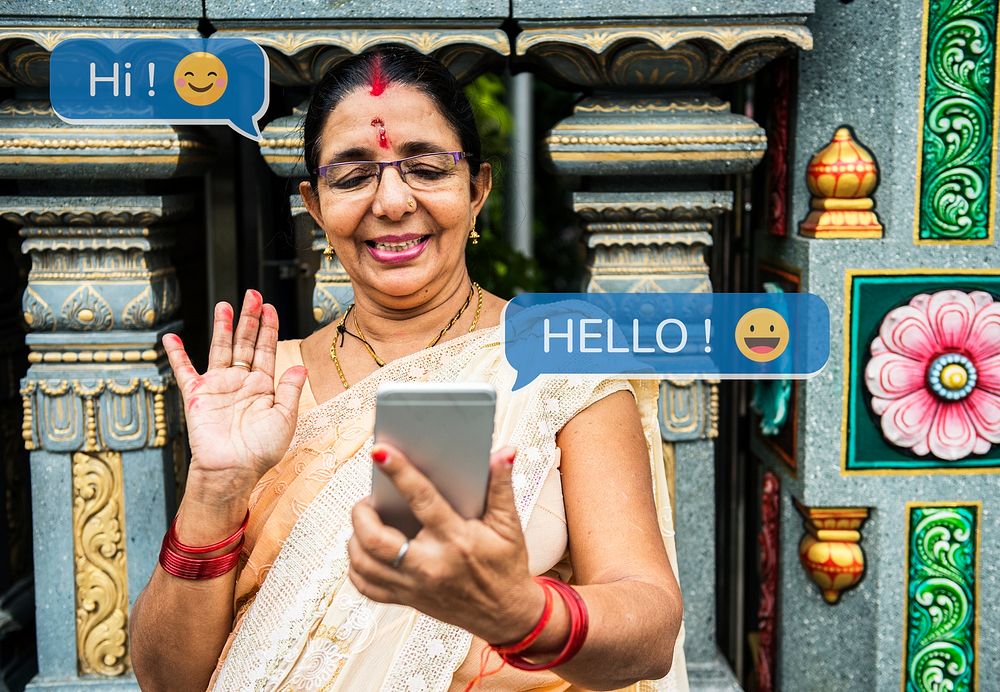 Indian woman using a mobile phone