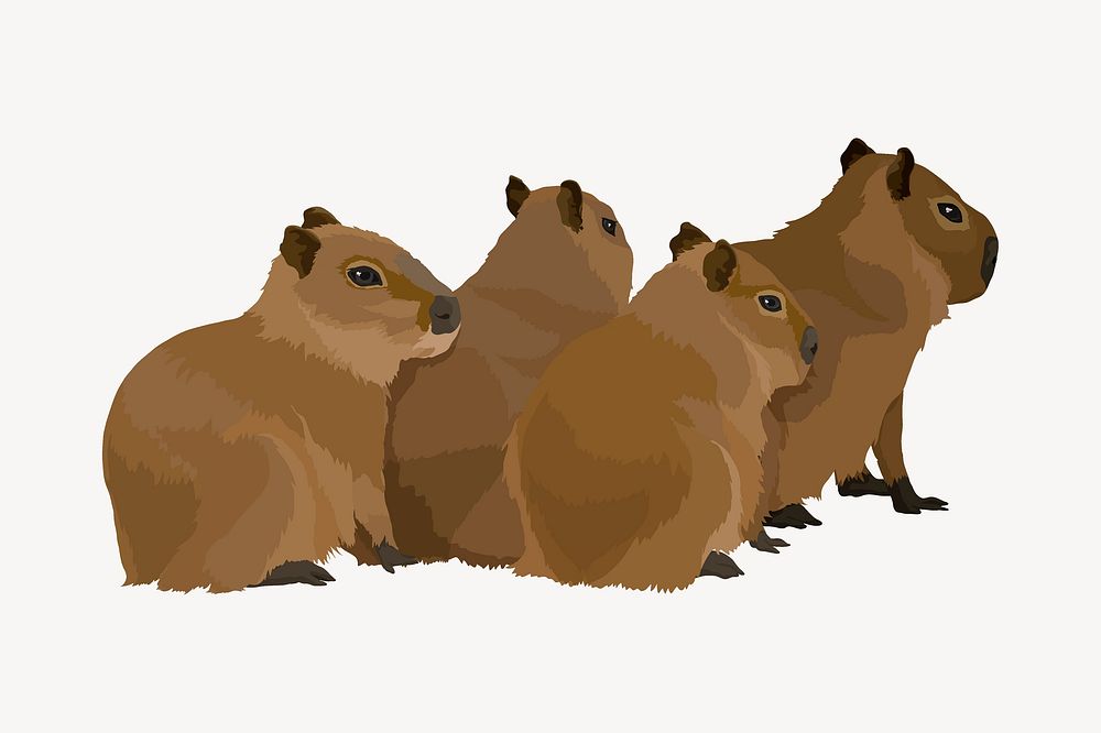 Cute water hogs, group of animal illustration clipart