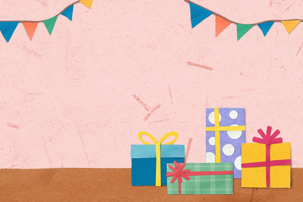 Cute birthday border background, paper craft design