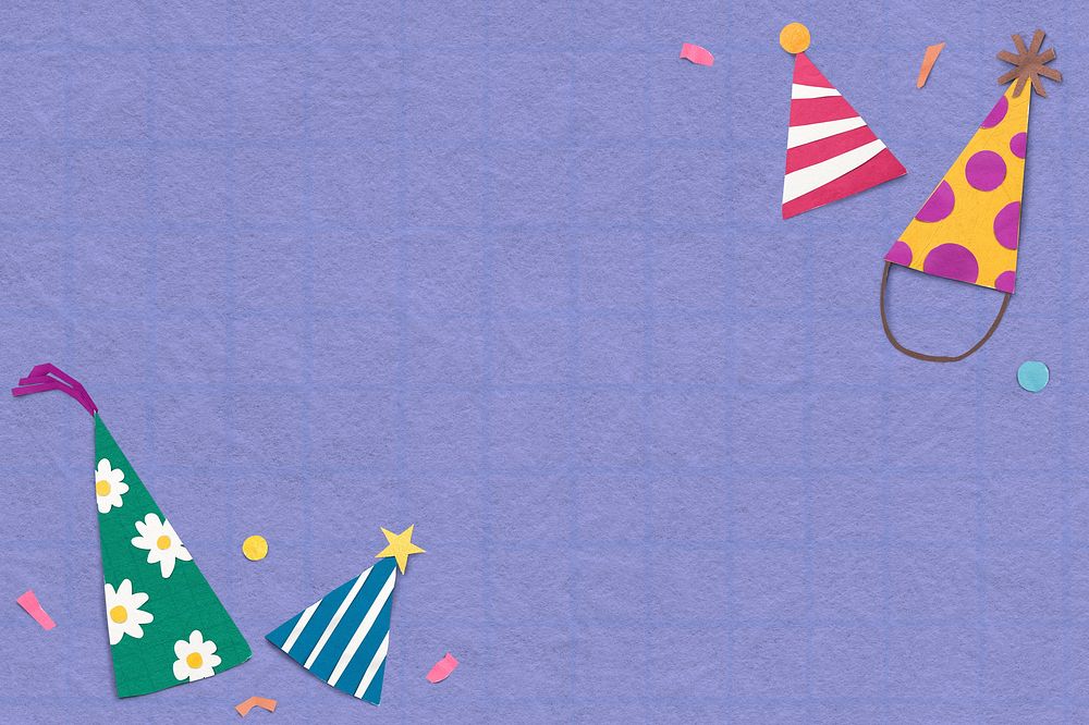 Purple birthday border background, paper craft design