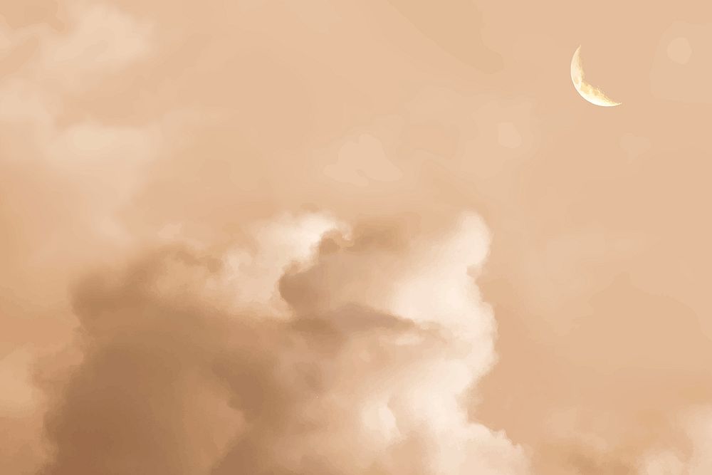 Ramadan aesthetic frame, moon background design vector