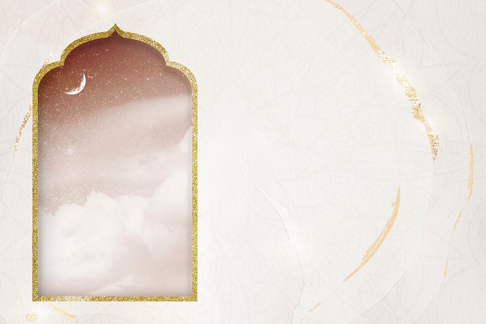 Gold Ramadan moon frame background design